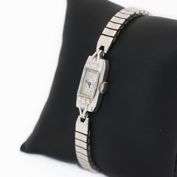 Waltham Platinum Diamond Vintage Handwind Watch main image 2